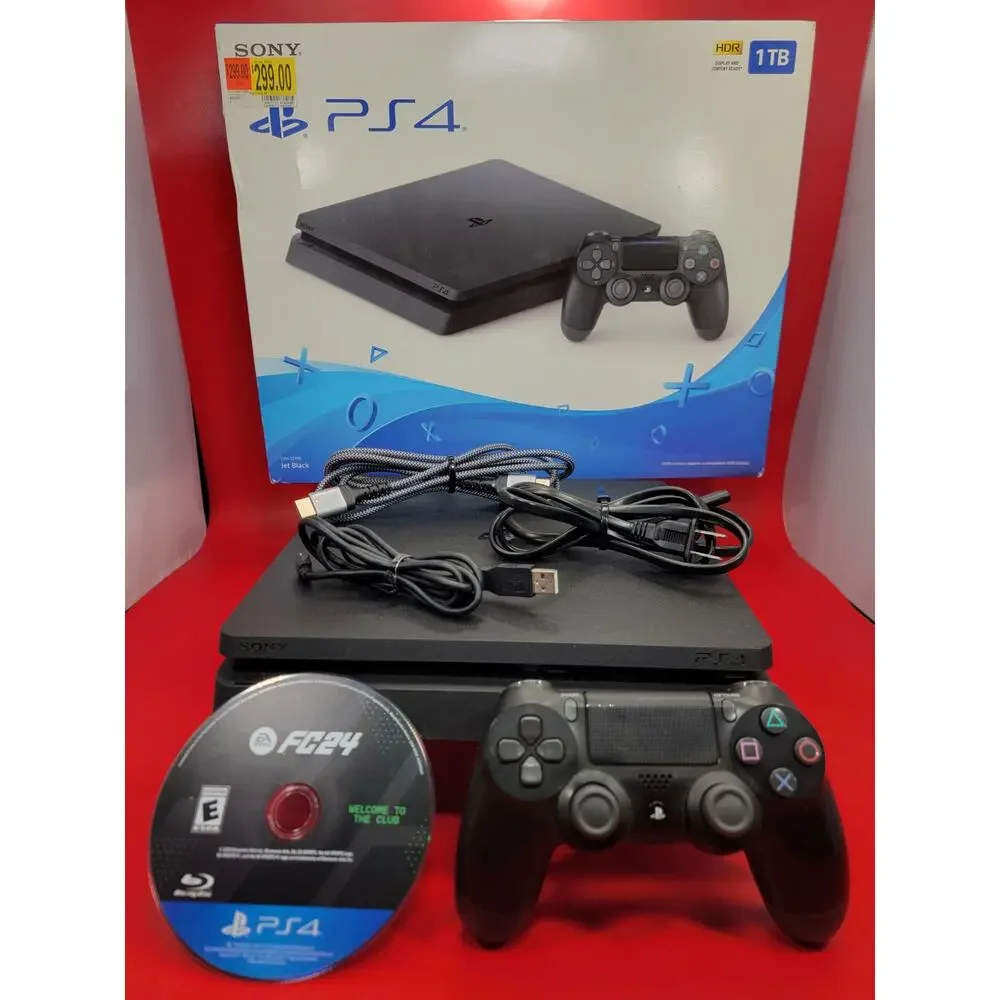 SONY PS4 PlayStation 4 Black 1TB In Box Works Excellent One Free Game